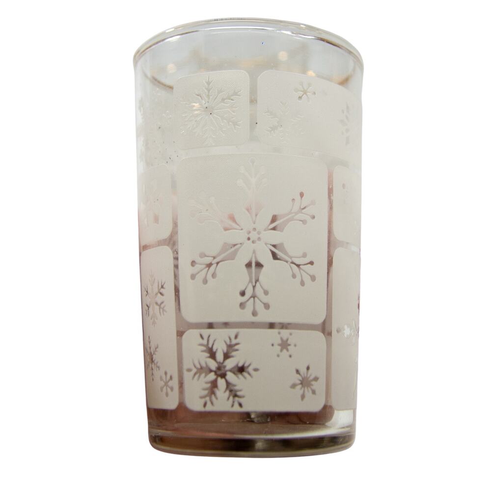 Vintage FEDERAL GLASS Christmas Holiday Snowflake Set of 7 Juice Glasses